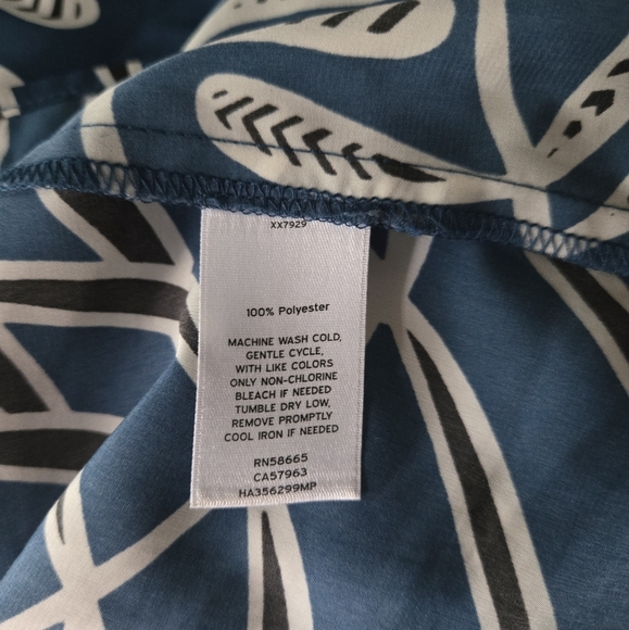 Halogen Blue and White Leaf Print Mini Dress - Picture 4 of 4